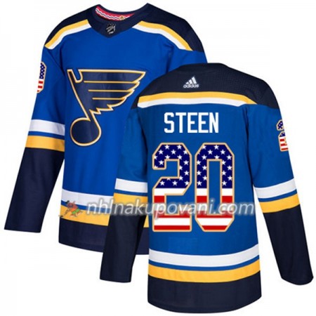 St. Louis Blues Dresy Alexander Steen 20 2017-2018 USA Flag Fashion Modrá Adidas Authentic - Pánské